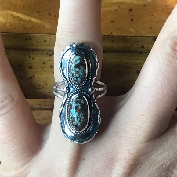 Royston Blue Horizon Turquoise Sterling Silver Horseshoe Ring - Picture 1 of 9